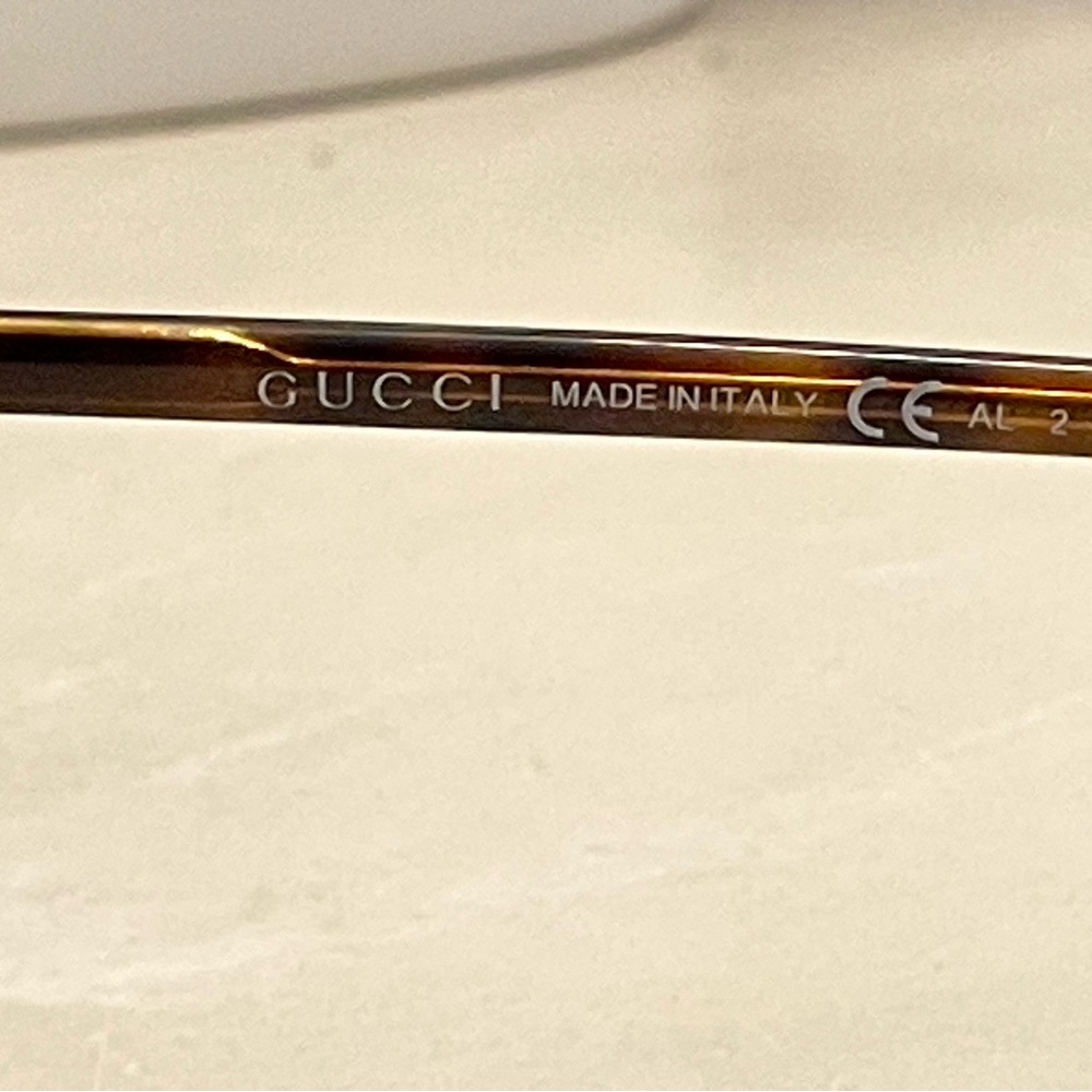 Auth EUC Gucci LOGO Aviator Sunglasses Gold HW tortoise brown gradient lenses - Picture 6 of 15